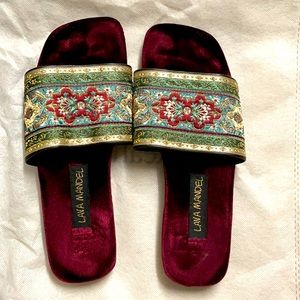 Lava Mandel Open Toe Slides (size 7)